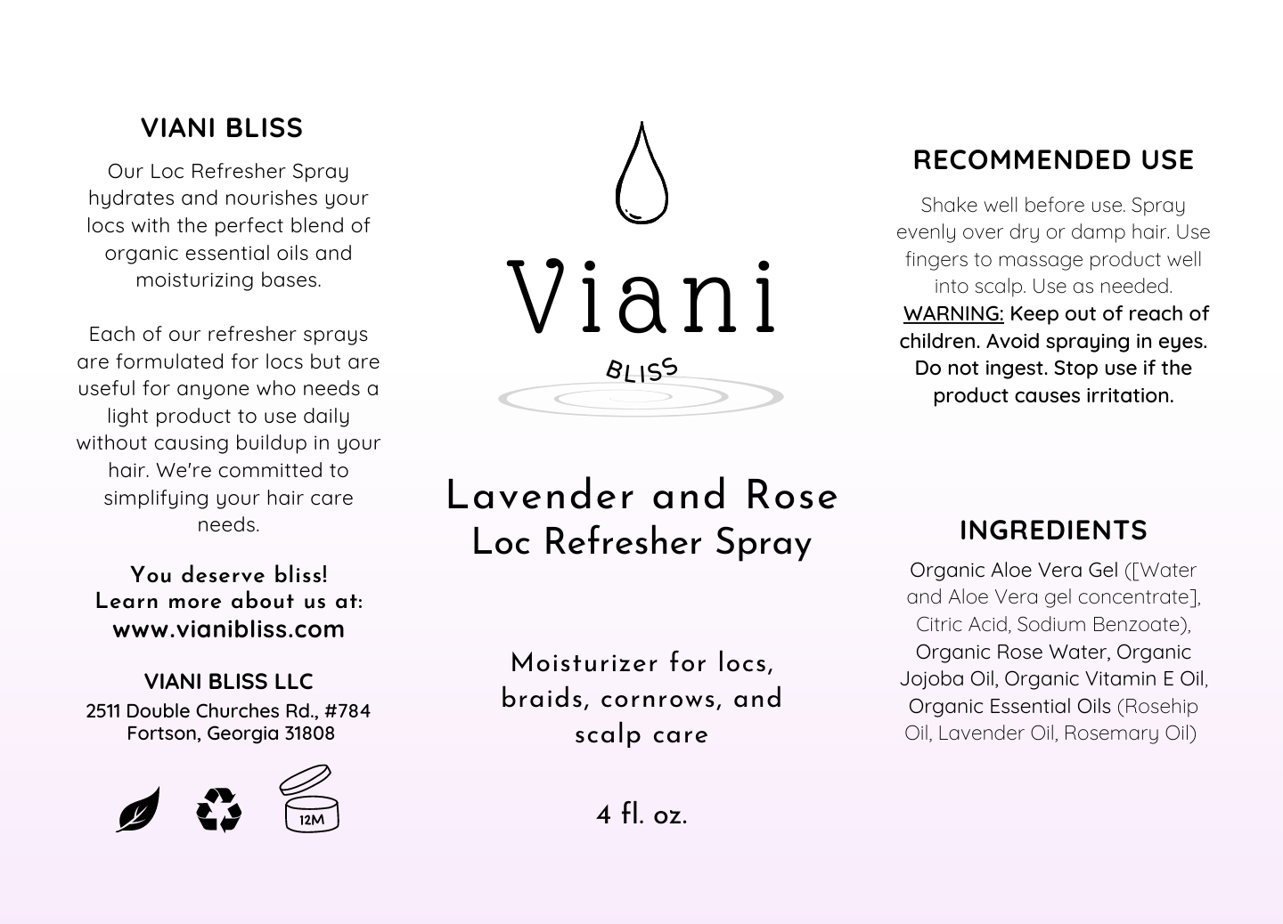 Lavender and Rose Loc Refresher Spray image 1